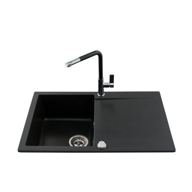 Set Granite Sink Emporio 1 Bowl With Long Drainer Siphon Pop