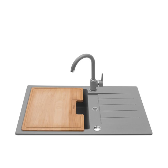 Eckspüle Granit Grau